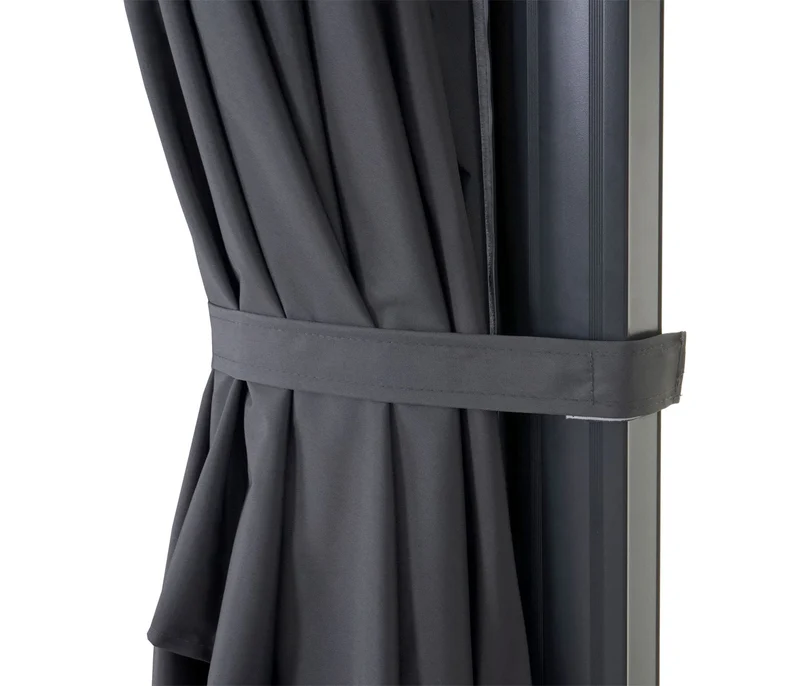 Parasol professionnel restaurant pour jardin terrasse, 3x3m (Ø4,24m) pivotant, polyester aluminium/acier 23kg anthracite sans pied, rotatif 04_0003440