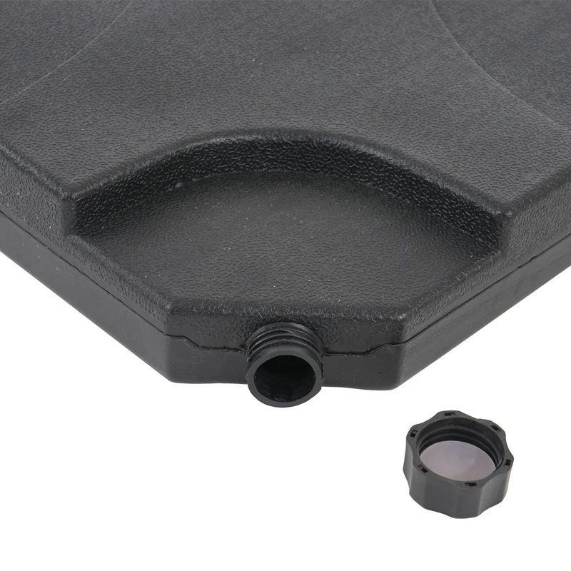 Parasol professionnel restaurant pour jardin terrasse, 3x3m (Ø4,24m) pivotant, polyester aluminium/acier 23kg anthracite avec pied, rotatif 04_0003294