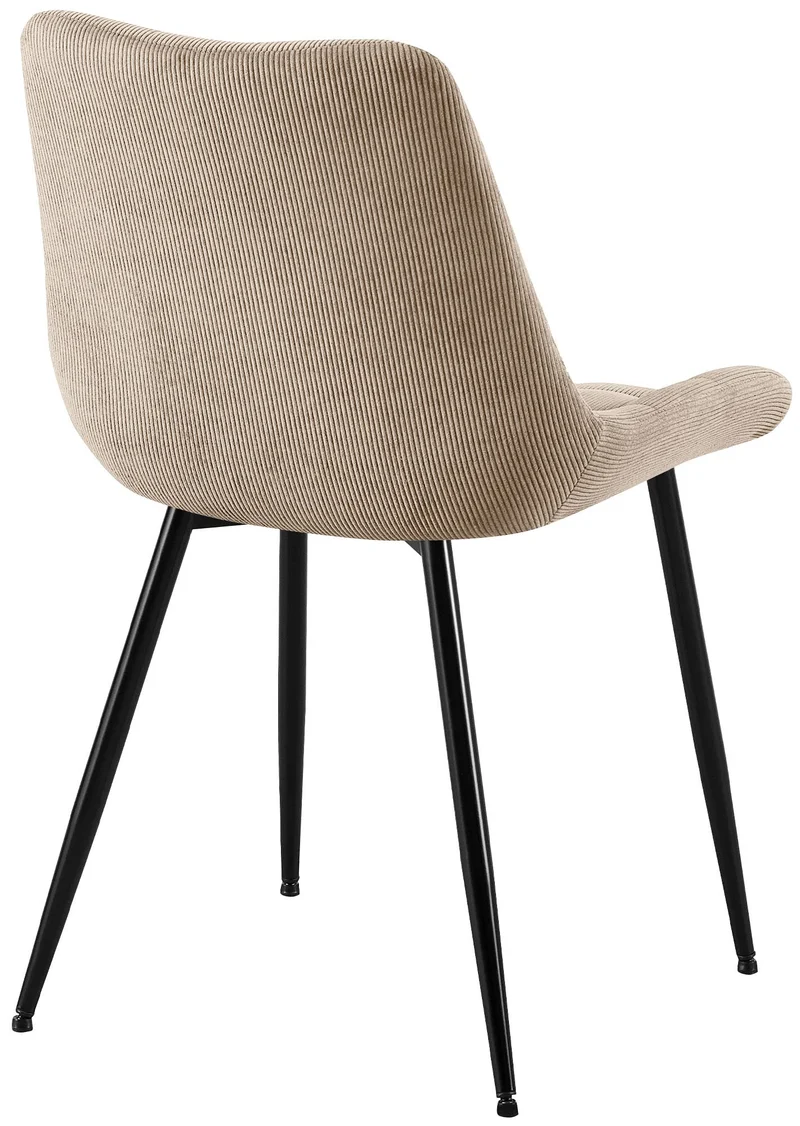 Chaise de salle à manger x1 rembourrée à coutures décoratives en velours côtelé beige pieds métal noir 10_0008265