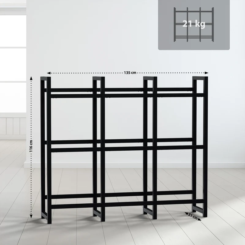Étagère de rangement industrielle 116x135 cm organisation et présentation en métal noir 10_0008358