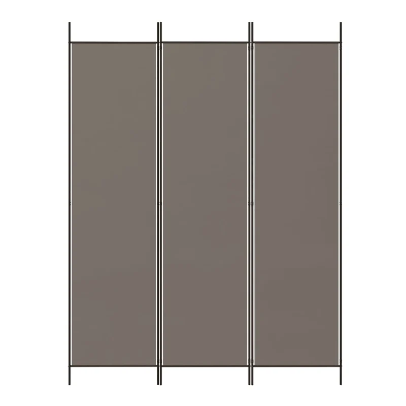 Paravent séparateur de pièce cloison 3 panneaux 150 x 220 cm tissu anthracite et fer DEC030724