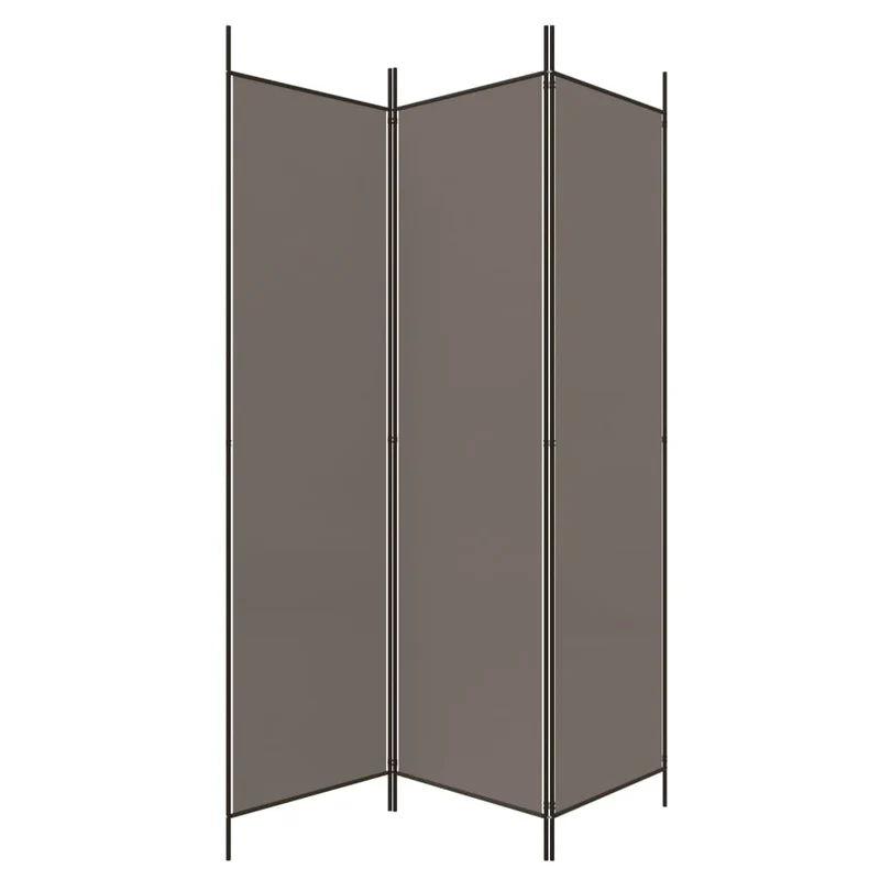 Paravent séparateur de pièce cloison 3 panneaux 150 x 220 cm tissu anthracite et fer DEC030724