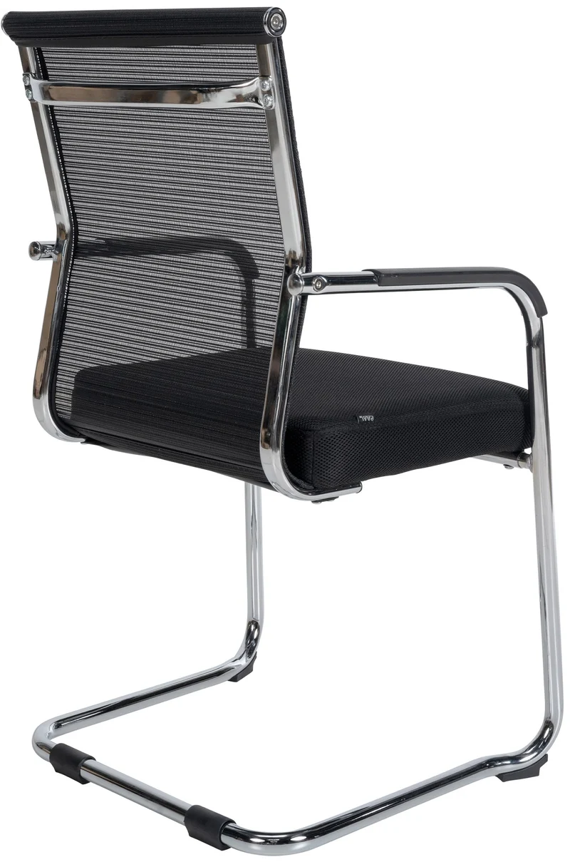 Lot de 2 chaises visiteur cantilever mesh respirant et accoudoirs revêtement en maille noir cadre en métal chromé 10_0008385