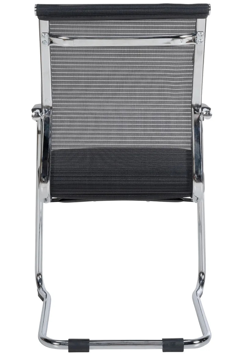 Lot de 2 chaises visiteur cantilever mesh respirant et accoudoirs revêtement en maille noir cadre en métal chromé 10_0008385