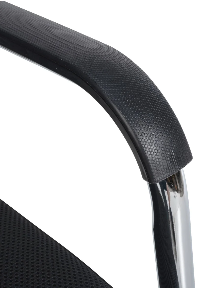 Lot de 2 chaises visiteur cantilever mesh respirant et accoudoirs revêtement en maille noir cadre en métal chromé 10_0008385
