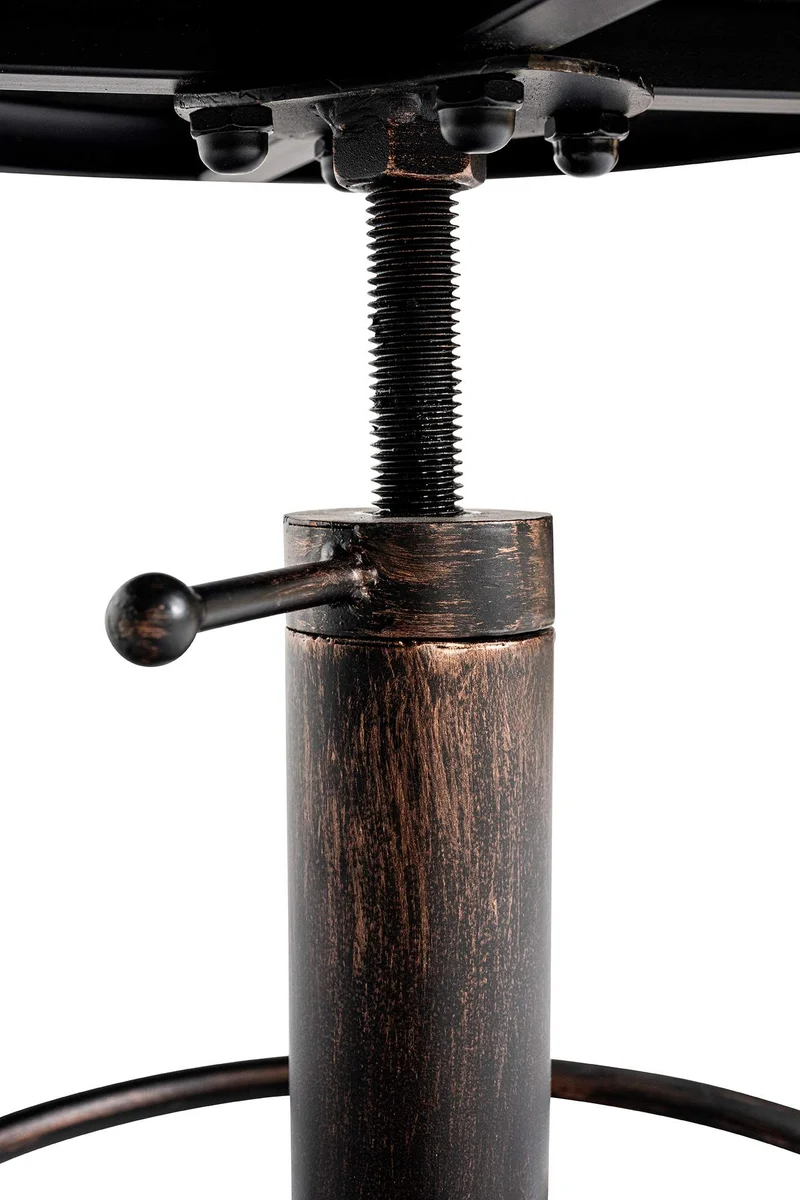 Tabouret industriel en métal bronze hauteur réglable 44 à 63 cm assise rembourrée en similicuir marron 10_0008366