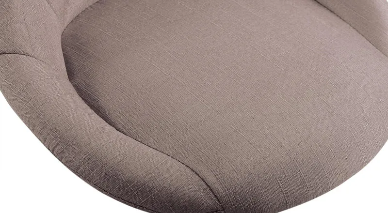 Tabouret de travail sur roulettes en tissu couleur taupe dossier à coutures en losanges cadre métal chromé 10_0008364