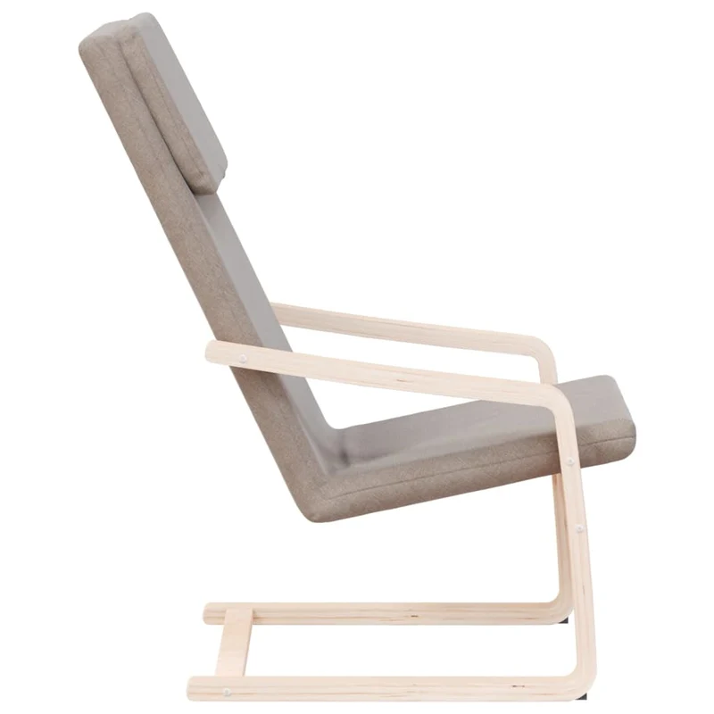 Fauteuil chaise de canapé design simple en tissu taupe pieds bois de bouleau DEC026768