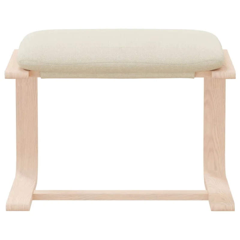 Repose-pieds tabouret 51 x 41 x 40 cm cadre en bois de bouleau et tissu crème DEC030135