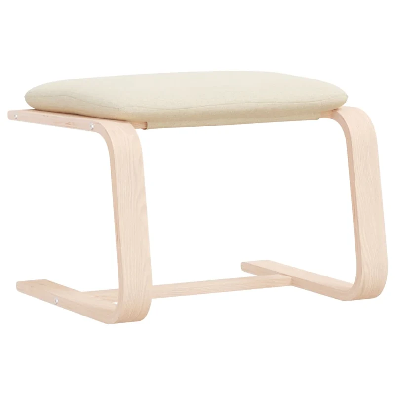 Repose-pieds tabouret 51 x 41 x 40 cm cadre en bois de bouleau et tissu crème DEC030135