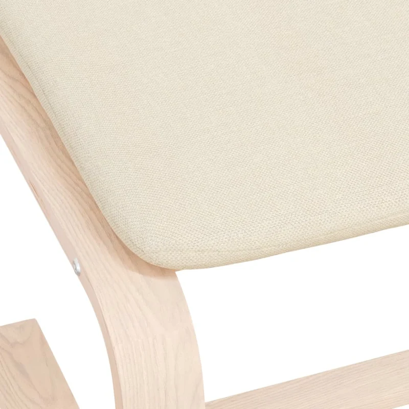 Repose-pieds tabouret 51 x 41 x 40 cm cadre en bois de bouleau et tissu crème DEC030135