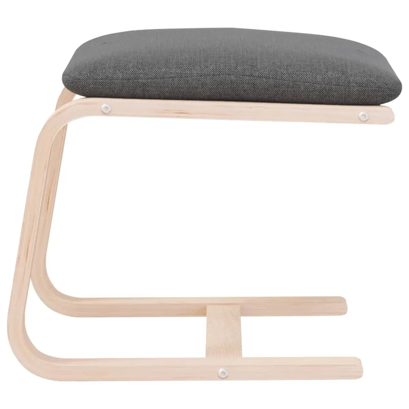 Repose-pieds tabouret 51 x 41 x 40 cm cadre en bois de bouleau et tissu gris DEC030298