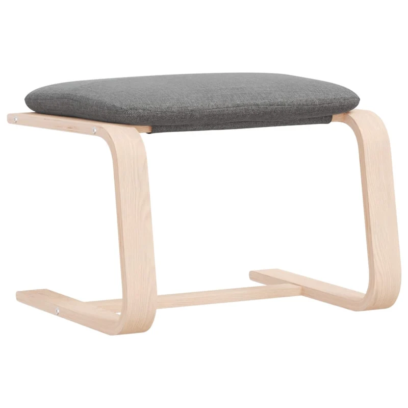 Repose-pieds tabouret 51 x 41 x 40 cm cadre en bois de bouleau et tissu gris DEC030298