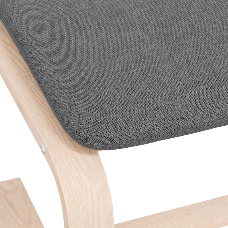 Repose-pieds tabouret 51 x 41 x 40 cm cadre en bois de bouleau et tissu gris DEC030298