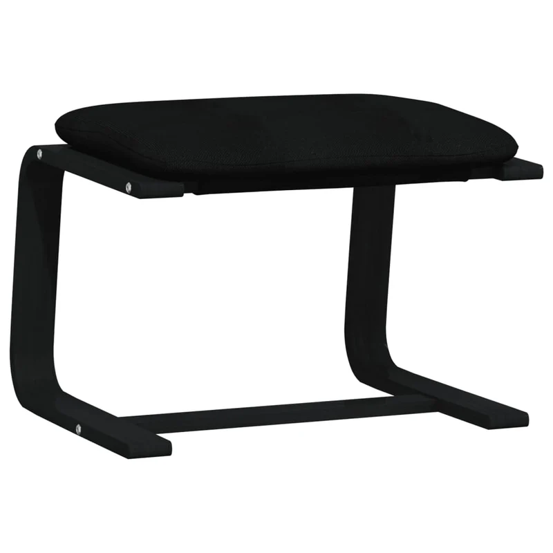 Repose-pieds tabouret 51 x 41 x 40 cm tissu noir et bois massif de bouleau DEC030483