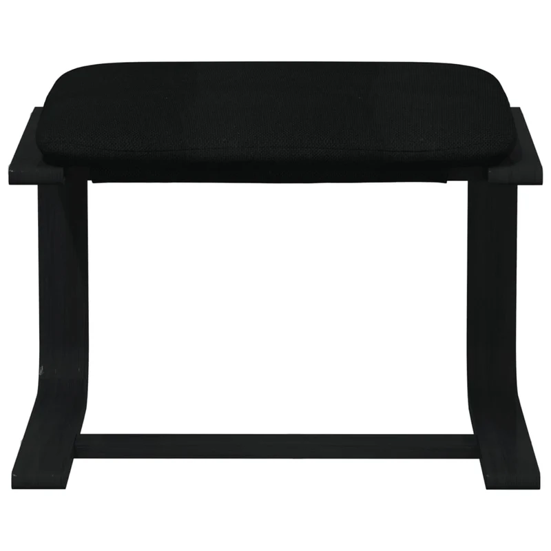 Repose-pieds tabouret 51 x 41 x 40 cm tissu noir et bois massif de bouleau DEC030483