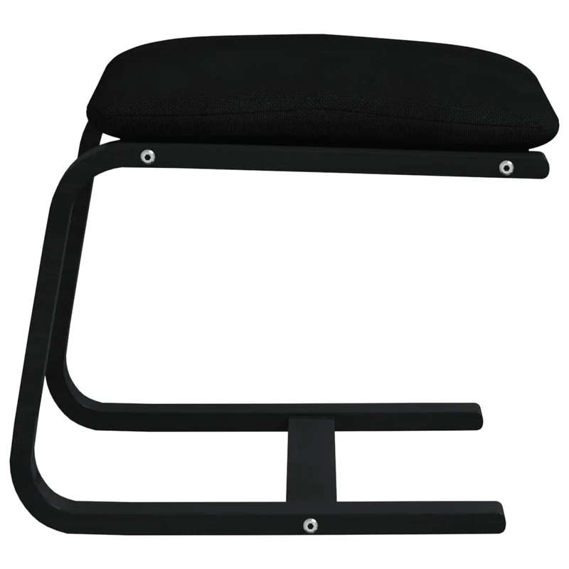 Repose-pieds tabouret 51 x 41 x 40 cm tissu noir et bois massif de bouleau DEC030483