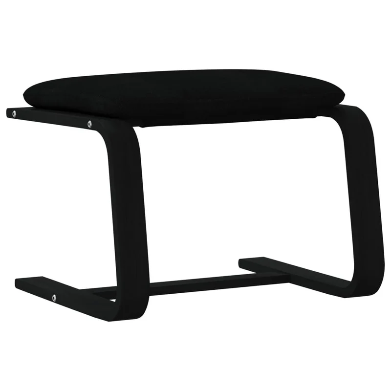 Repose-pieds tabouret 51 x 41 x 40 cm tissu noir et bois massif de bouleau DEC030483