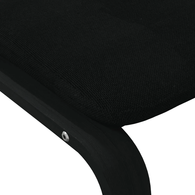 Repose-pieds tabouret 51 x 41 x 40 cm tissu noir et bois massif de bouleau DEC030483