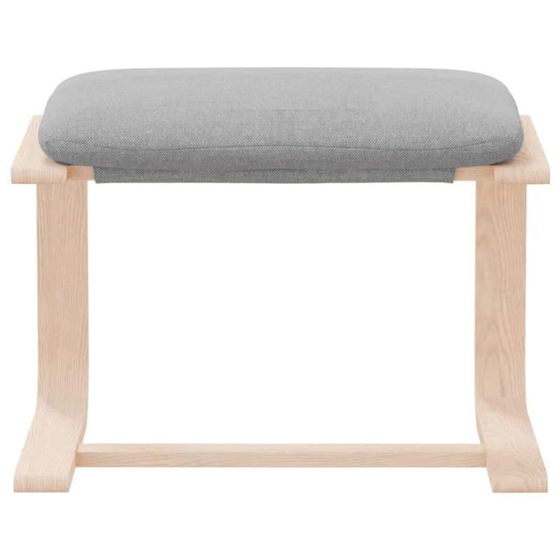Repose-pieds tabouret 51 x 41 x 40 cm cadre en bois de bouleau et tissu gris DEC030223