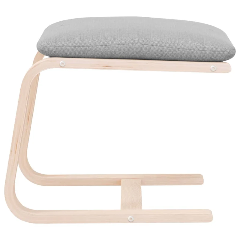 Repose-pieds tabouret 51 x 41 x 40 cm cadre en bois de bouleau et tissu gris DEC030223