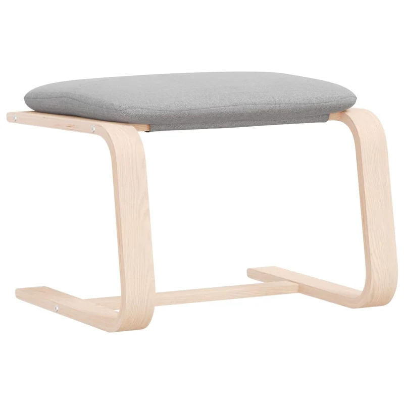 Repose-pieds tabouret 51 x 41 x 40 cm cadre en bois de bouleau et tissu gris DEC030223