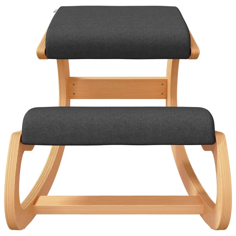 Tabouret chaise ergonomique siège assis genoux 55 x 84 x 55 cm contreplaqué de bouleau et tissu noir DEC028730