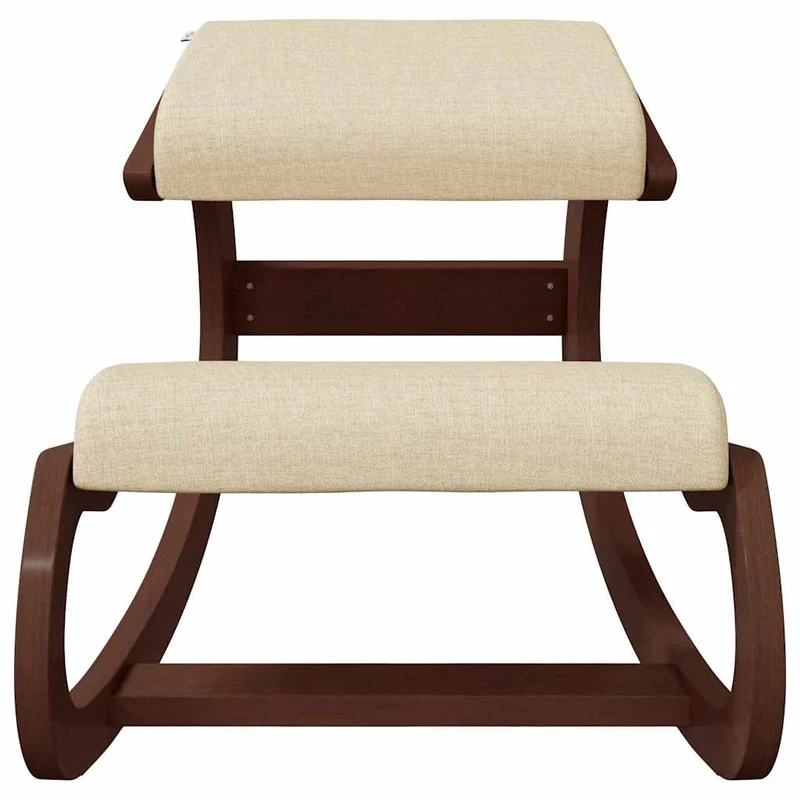 Tabouret chaise ergonomique siège assis genoux 55 x 84 x 55 cm contreplaqué de bouleau et tissu crème DEC028722