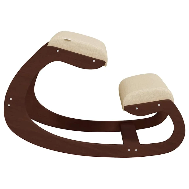 Tabouret chaise ergonomique siège assis genoux 55 x 84 x 55 cm contreplaqué de bouleau et tissu crème DEC028722
