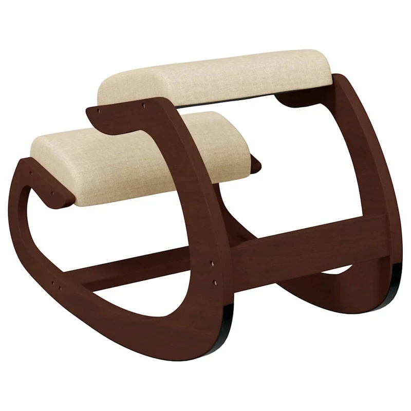 Tabouret chaise ergonomique siège assis genoux 55 x 84 x 55 cm contreplaqué de bouleau et tissu crème DEC028722