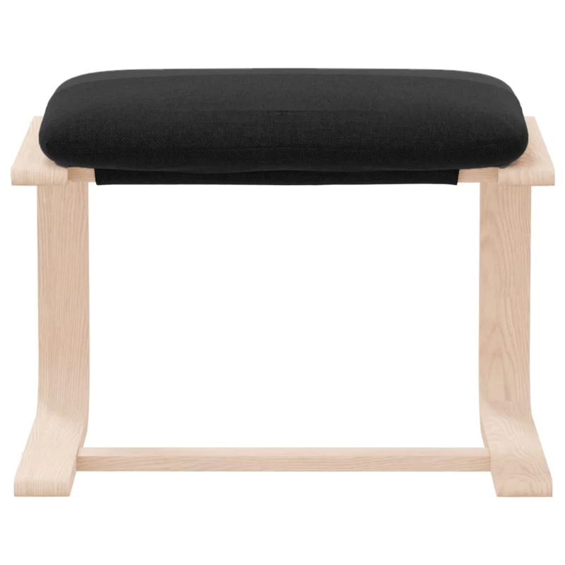 Repose-pieds tabouret 51 x 41 x 40 cm tissu noir cadre en bois de bouleau DEC030484