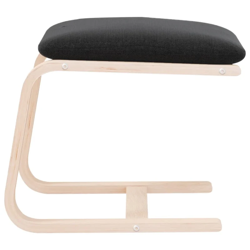 Repose-pieds tabouret 51 x 41 x 40 cm tissu noir cadre en bois de bouleau DEC030484