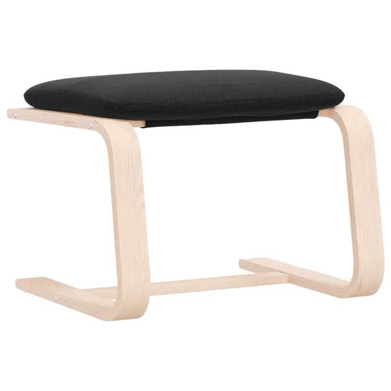 Repose-pieds tabouret 51 x 41 x 40 cm tissu noir cadre en bois de bouleau DEC030484