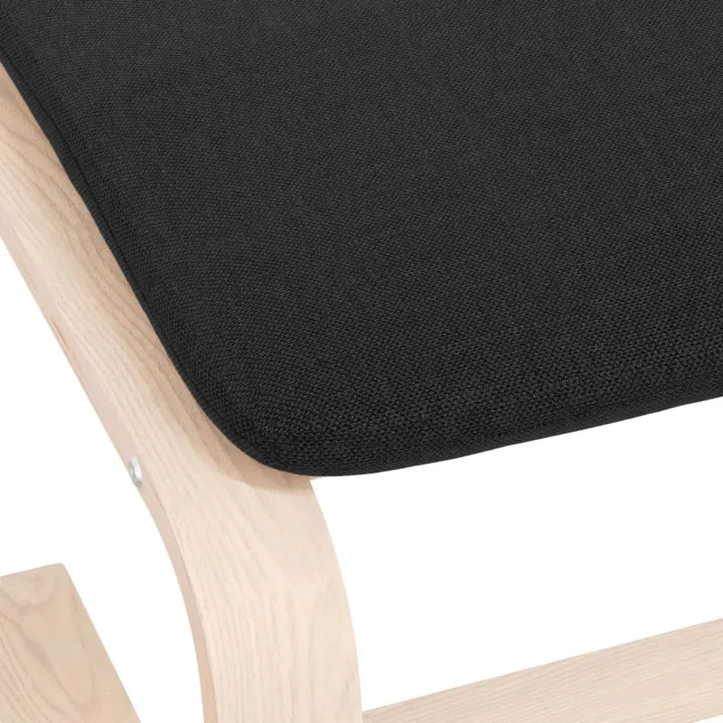 Repose-pieds tabouret 51 x 41 x 40 cm tissu noir cadre en bois de bouleau DEC030484