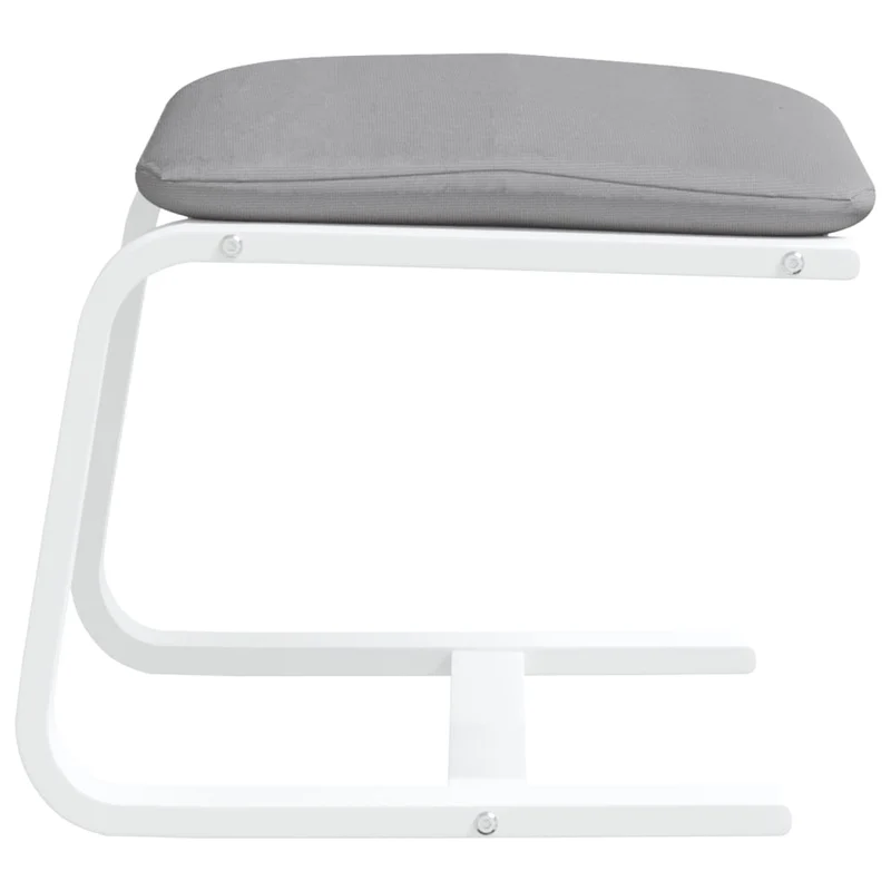 Repose-pieds tabouret 51 x 41 x 40 cm tissu gris et bois de bouleau DEC030224