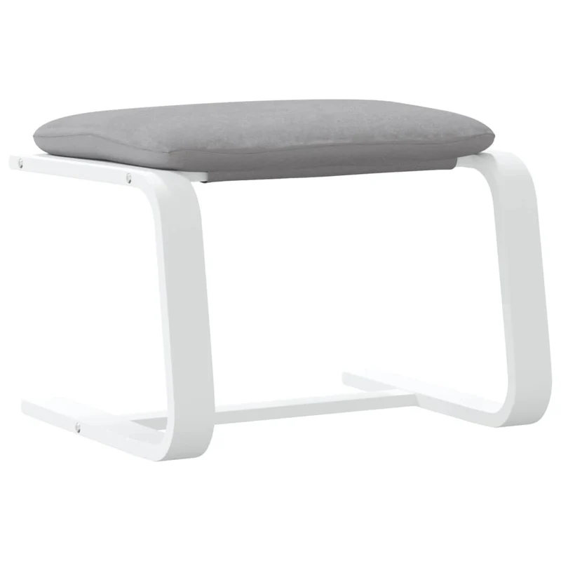 Repose-pieds tabouret 51 x 41 x 40 cm tissu gris et bois de bouleau DEC030224