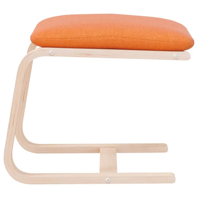 Repose-pieds tabouret 51 x 41 x 40 cm tissu jaune et bois de bouleau DEC030377