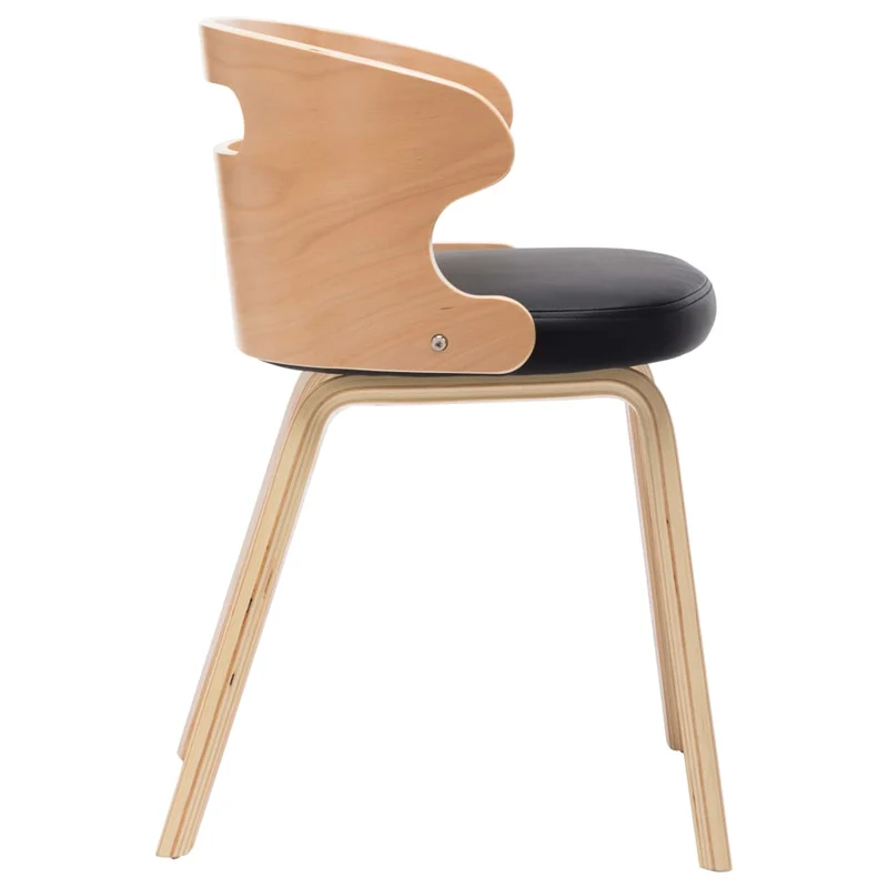 Lot de 2 chaises de salle à manger cuisine design intemporel bois courbé et synthétique noir CDS020797