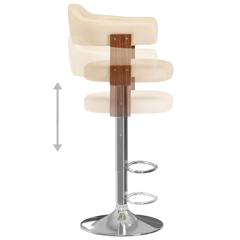 Lot de 2 tabourets de bar chaises hautes rétro en bois courbé et PVC crème et fer DEC029648