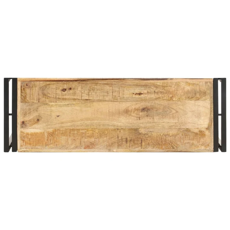 Table console d'entrée fonctionnel et stylé avec étagères 90 x 30 x 75 cm bois de manguier et fer DEC031585