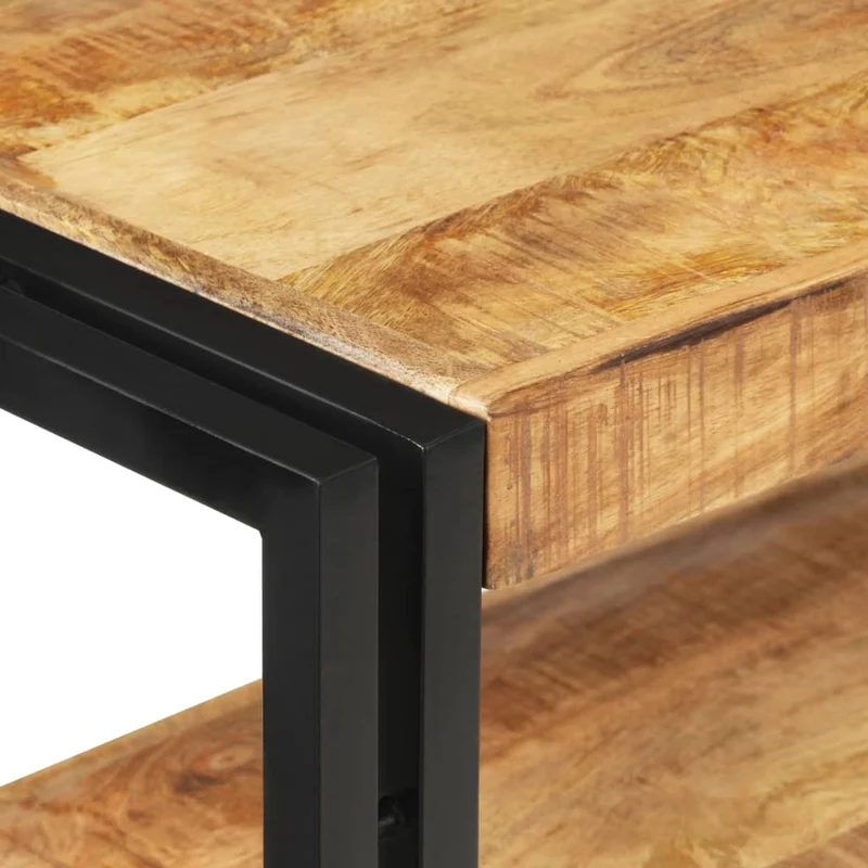 Table console d'entrée fonctionnel et stylé avec étagères 90 x 30 x 75 cm bois de manguier et fer DEC031585