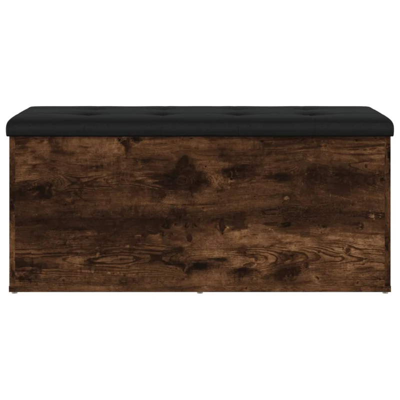 Banc banquette de rangement avec cussin d'assise noir 102 x 42 x 45 cm en bois d'ingénieriecouleur chêne fumé DEC024715