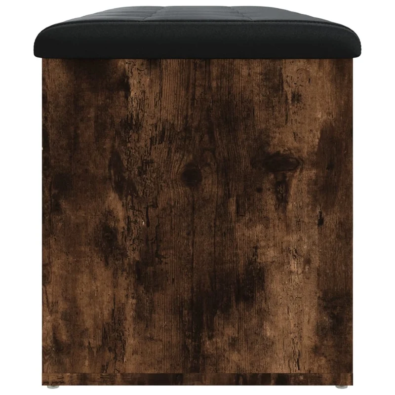 Banc banquette de rangement avec cussin d'assise noir 102 x 42 x 45 cm en bois d'ingénieriecouleur chêne fumé DEC024715