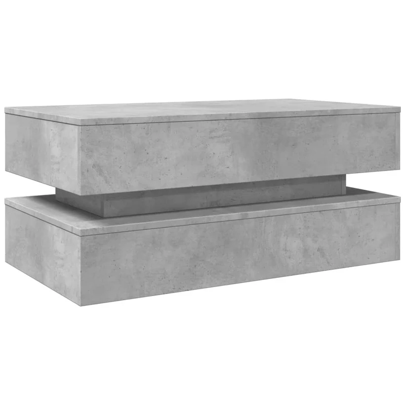 Table basse de salon design moderne avec lumières LED 90 x 50 x 40 cm bois d'ingénierie gris DEC037668