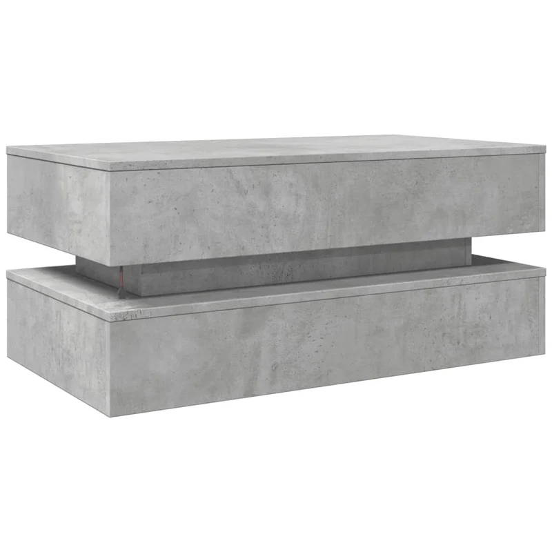 Table basse de salon design moderne avec lumières LED 90 x 50 x 40 cm bois d'ingénierie gris DEC037668