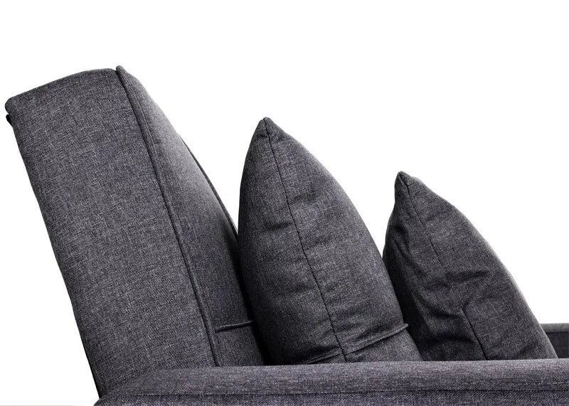 Fauteuil de couchage chaise longue canapé-lit lit d'appoint relaxation surface de couchage 103x197 cm en tissu gris foncé 04_0006249