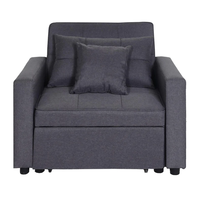 Fauteuil de couchage chaise longue canapé-lit lit d'appoint relaxation surface de couchage 103x197 cm en tissu gris foncé 04_0006249
