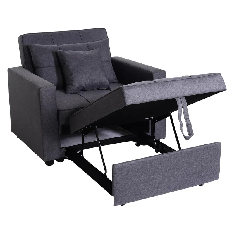 Fauteuil de couchage chaise longue canapé-lit lit d'appoint relaxation surface de couchage 103x197 cm en tissu gris foncé 04_0006249