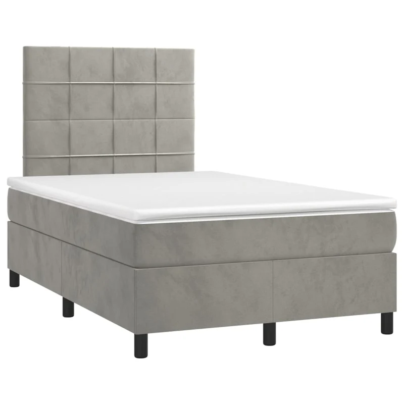 Cadre de lit LED avec sommier tête de lit matelas surmatelas 120x200 cm tissu velours gris clair TDL0207873