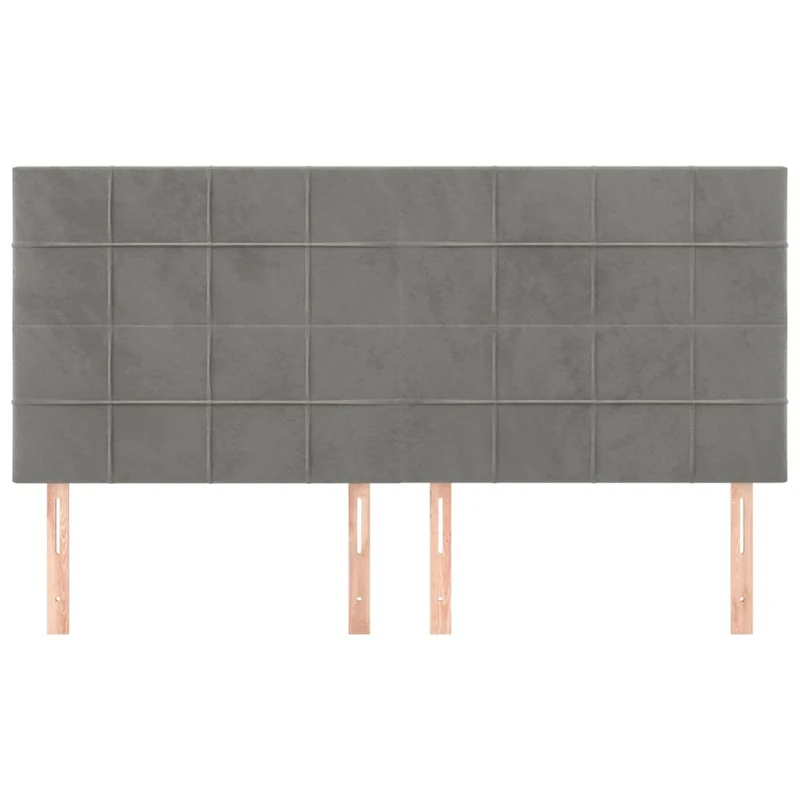 Tête de lit accessoire couchage chambre à coucher meuble 4 parties 100 x 5 x 78/88 cm tissu velours gris clair TDL0206041